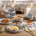 thumbnail image 2 of Vesteel Dinnerware Sets for 2, 8-Piece Stoneware Plates and Bowls Set, Dishes Set for Home Restaurant, Microwave and Dishwasher Safe, Light Grey, 2 of 11