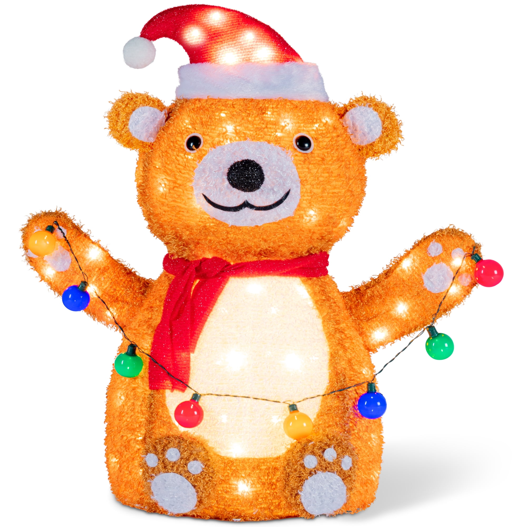 Best Choice Products 3ft Lighted Pop-Up Teddy Bear, Large Outdoor Christmas Holiday Decoration w/ 90 LED Lights