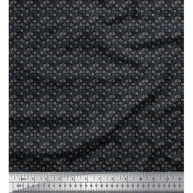 Soimoi Poly Georgette Fabric Circle Small Decor Fabric Printed Yard 42 Inch Wide