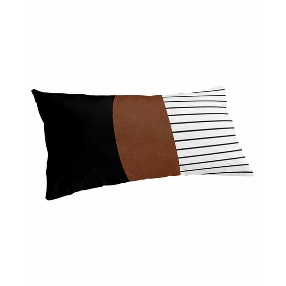 Black Brown Pillow Covers King Size, Contemporary Striped Boho Art Soft Bed Throw Pillowcases Breathable Cooling Long Lumbar Body Pillow Sham Cover for Bed Sofa 20''x40''