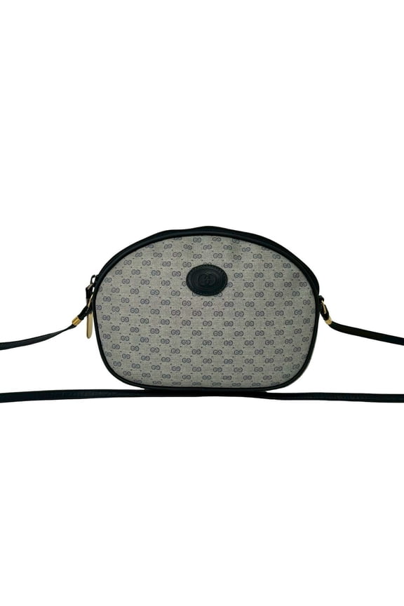 Pre-Owned GUCCI Vintage Micro GG Logo Leather Mini Shoulder Bag/Pouch, Navy, 35898