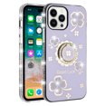 thumbnail image 3 of For iPhone 15 Plus Splendid Glitter with Diamonds All Around Edges Ring Stand Case Cover - Purple, 3 of 4