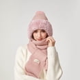 thumbnail image 5 of Bibifish Womens Scarf Hat One Piece Rib Knit Pattern Winter Warm Fleece Lined Scarf Hat Windproof Thermal Knitted One Piece Hat And Scarf, 5 of 5