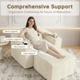 thumbnail image 2 of 41.3" Cloud Single Sofa, Boneless Chaise Lounge Chair with Ottoman, Corduroy Fabric, 2 Cup Holders, Side Storage Pockets, No Assembly, White, 2 of 11
