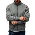thumbnail image 5 of Full Zip Fleece Jackets for Men, Stand Neck Long Sleeve Sweatshirt Jackets, Loose No Hood Fall Outerwear with Pockets, 5 of 8