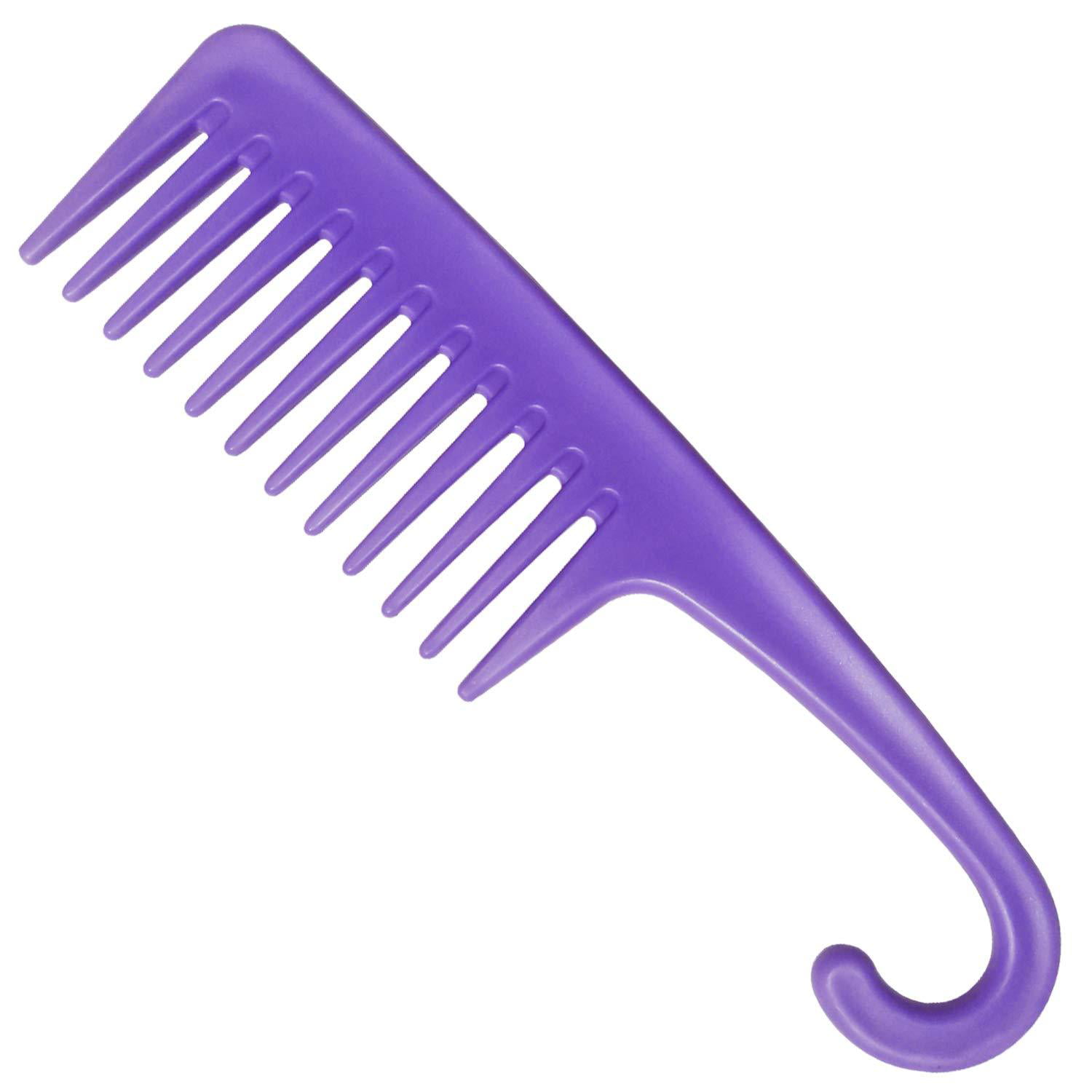 Wapodeai Wide Tooth Comb Detangling Hair Brush, Premium Care Handgrip Comb,  Apply to For Curly, Wet, Dry, Thick Hair Etc. (Purple) 
