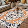 thumbnail image 2 of Fsddascl Orange Boho Outdoor Rug for Patio/Deck/Porch, Non-Slip Large Area Rug 4 x 6 Ft, Vintage Ethnic Tribe Abstract Art Indoor Outdoor Rugs Washable Area Rugs, Reversible Camping Rug Carpet, 2 of 5