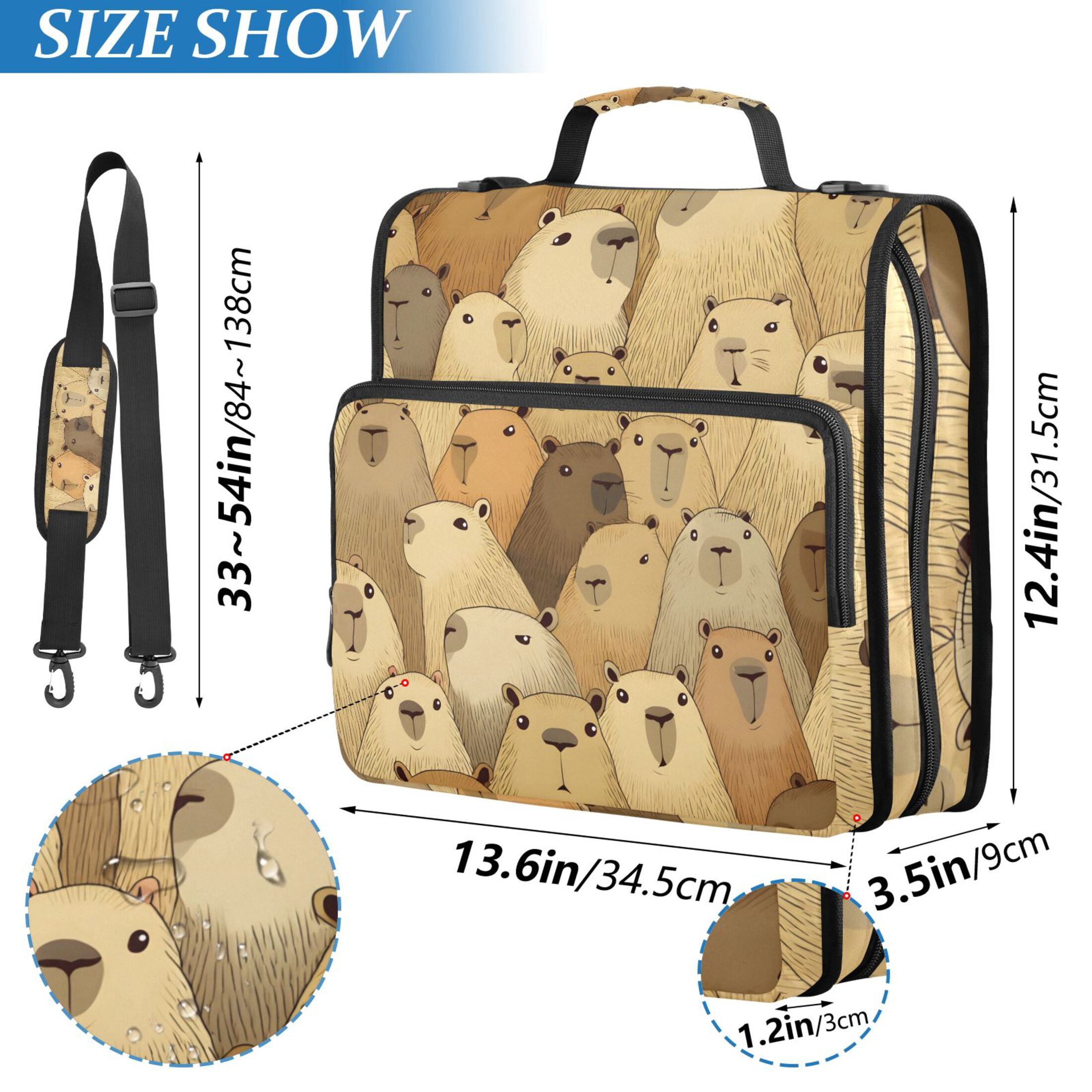 ALAZA Zipper Binder Doodle Capybara 3 Ring Trapper Keeper File Folder Organizer Bag