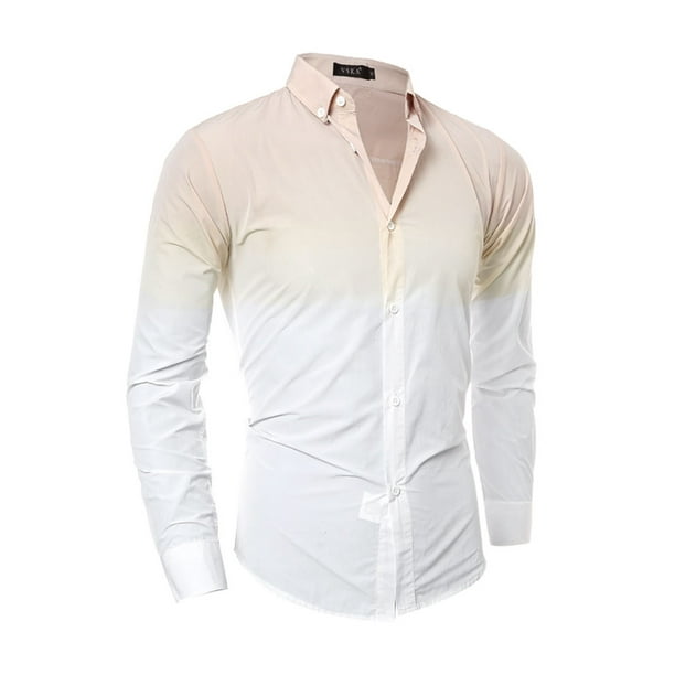 Chemise Homme Dip-Dye Slim Fit Button Down Beige (Taille S / 36)