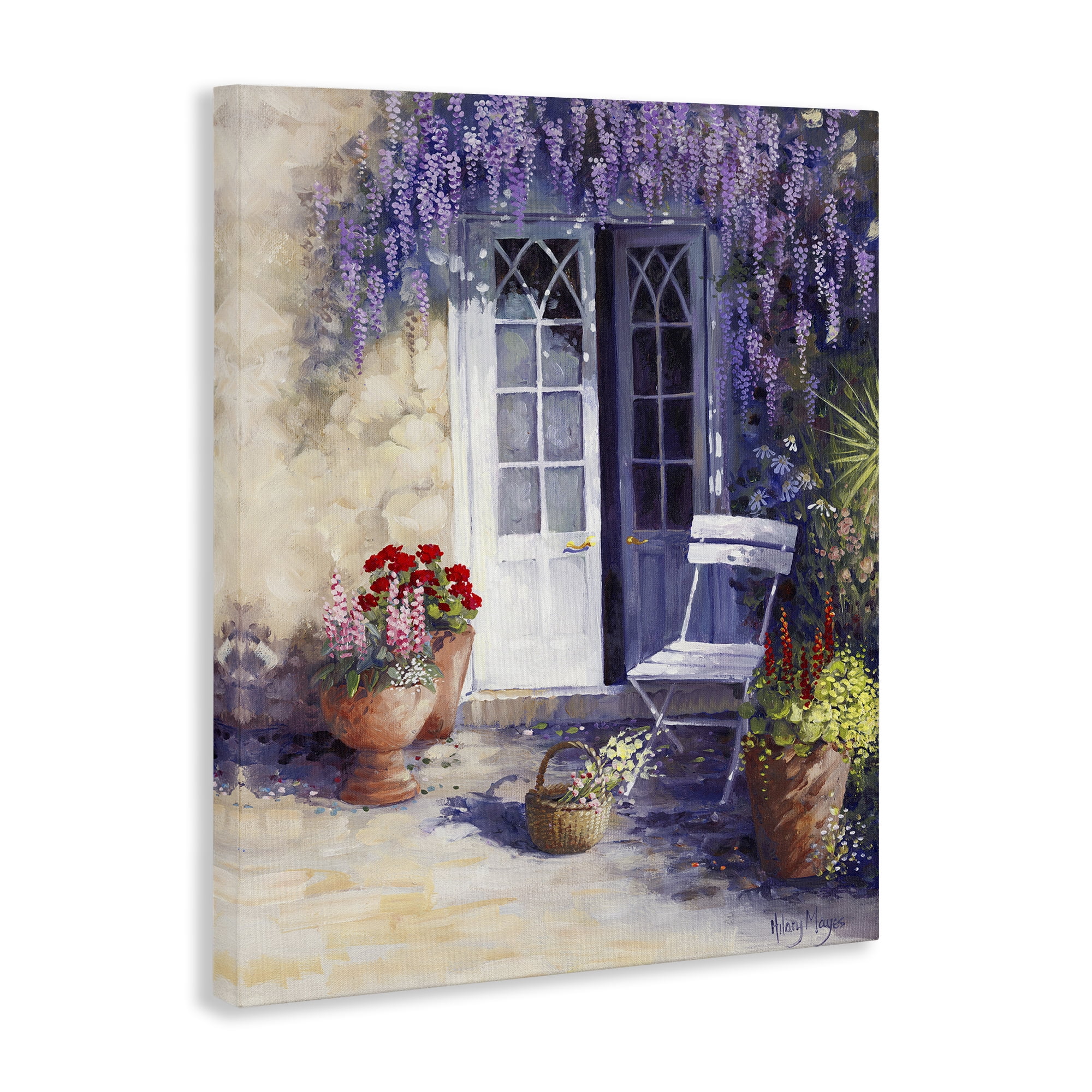Stupell Industries Blooming Lavender Doorway Buildings & Architecture Painting Wrapped Canvas Art Print Wall Art, 16 x 20