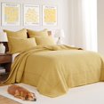 thumbnail image 2 of Juego de colchas Levtex Home con punto de cruz, color ocre, tamaño queen, +2 fundas, 2 of 8