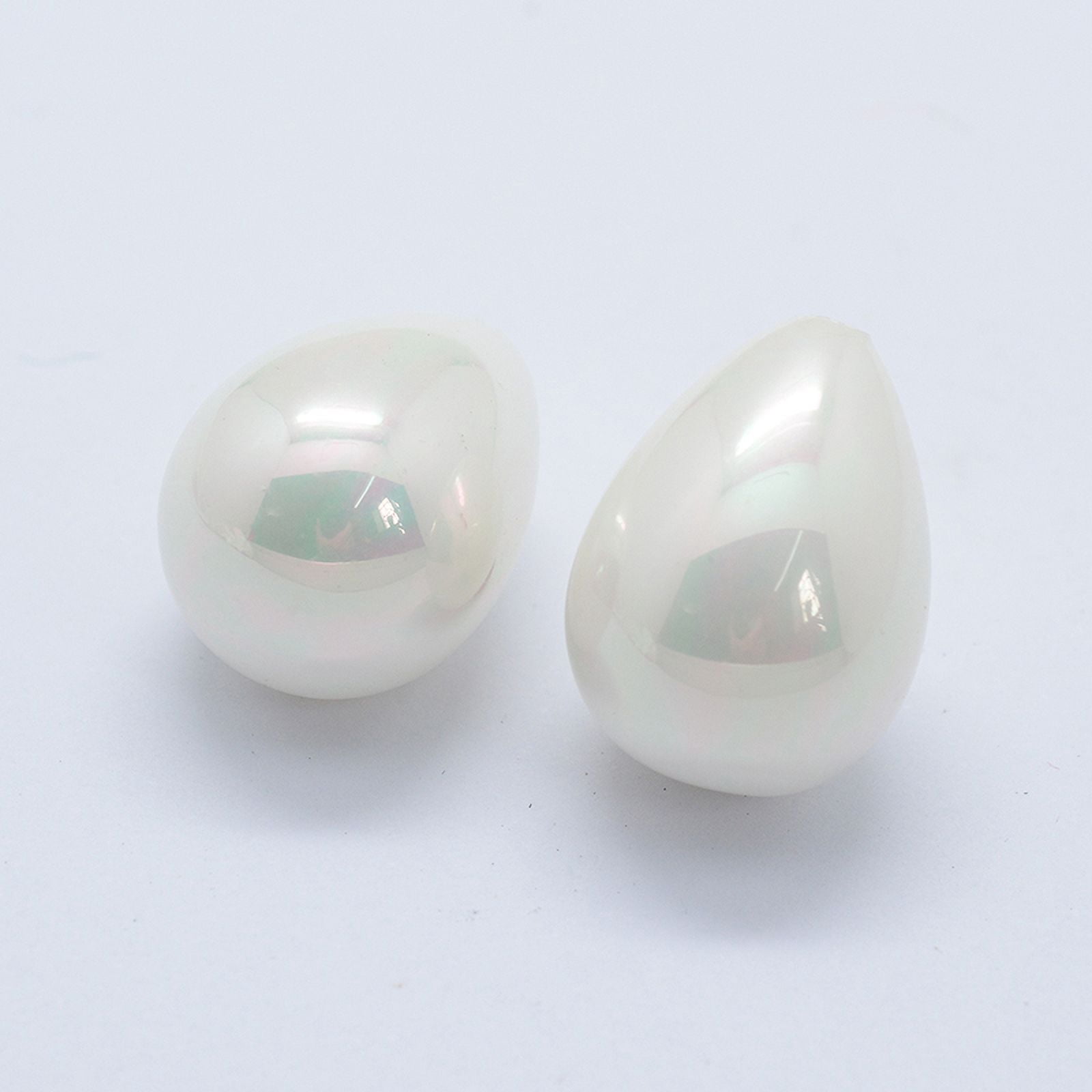 Rainbow Plated Shell Pearl Beads Grade A teardrop Half Drilled 21x15mm Hole: 1.2mm White 21x15mm Hole: 1.2mm