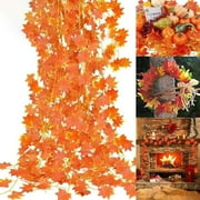 24 Pack Artificial Silk Maple Leaf Garland 7.2FT Maple Leaves Vine Hanging Plant Autumn Garland for Thanksgiving Wedding Garden Party Table Decoration