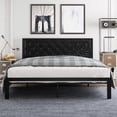 thumbnail image 2 of Amolife King Size Metal Bed Frame with Faux Leather Upholstered Headboard, Black, 2 of 8