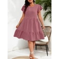 thumbnail image 4 of Musefolio Womens Plus Size A-Line Dress Casual Loose Tiered Ruffle Hem Babydoll Dress 1X-4X, 4 of 4