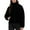 Black, variant on Women's Trendy Zipper Fuzzy Stand Up Collar Thicken Fleece Liner Comfy Solid Colored Long Sleeve Casual Loose Warm Fitting Jacket Coat