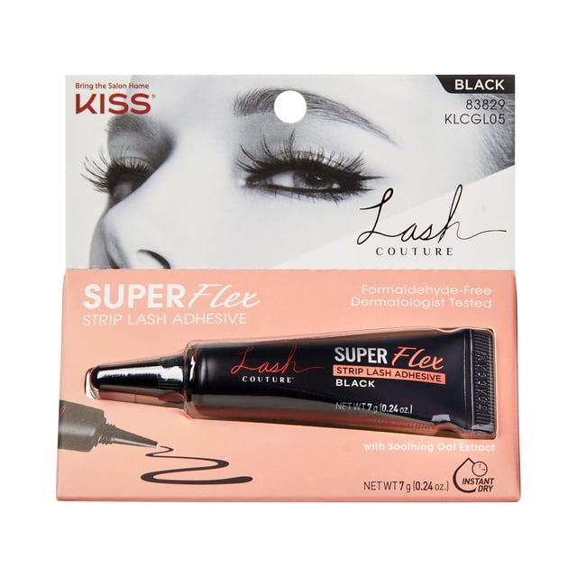 Pegamento para Pestañas KISS Lash Couture Super Flex con Extracto de Avena, Negro