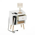 thumbnail image 3 of Furinno Claude Mid Century Style End Table, Side Table with USB and Type-C Charging Station, White, 3 of 7