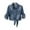 Dark Blue, variant on Uaswgudfs ​Slim-Fit Denim Jacket: Women’s Autumn Belted Waist Design with Lapel Collar, Snap Closure & Roll-Up Cuffs - Dual Chest Pockets​