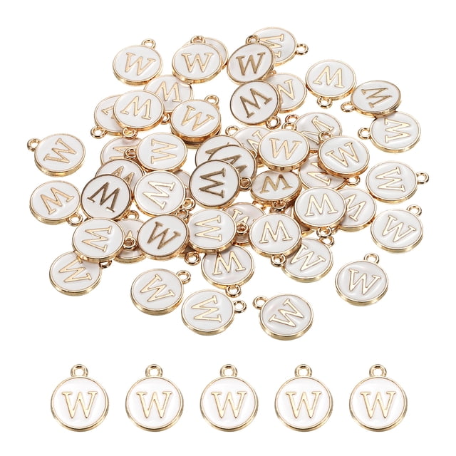 Dije de letra W Unique Bargains Doble Cara esmalte blanco Paquete de 50