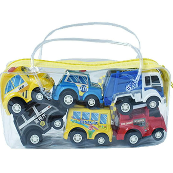 6Pcs/set Mini Toy Cars Pull Back Car Play Set Cartoon Vehicle Trucks Baby Toddlers Kids Boys Party Birthday