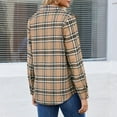 thumbnail image 5 of Button Up Shirt Women Fall Dressy Casual Plaid Shirts Fashion Lightweight Long Sleeve Shacket with Pockets Khaki XL, 5 of 6