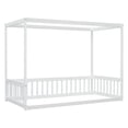 thumbnail image 6 of PORKISS Kids Montessori Floor Bed, Twin Size Floor Bed with Fence and Canopy for Girls Boys, White, 6 of 12