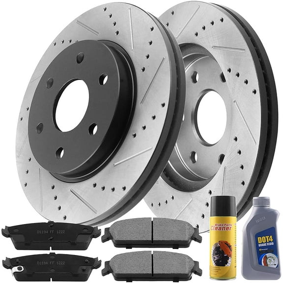 MotorbyMotor Rear Brake Rotors 345mm Drilled & Slotted Brake Rotor & Brake Pad kit Including CLEANER DOT4 FLUID Fits for Chevrolet Silverado 1500 Tahoe Avalanche Suburban, GMC Sierra 1500 Yukon XL