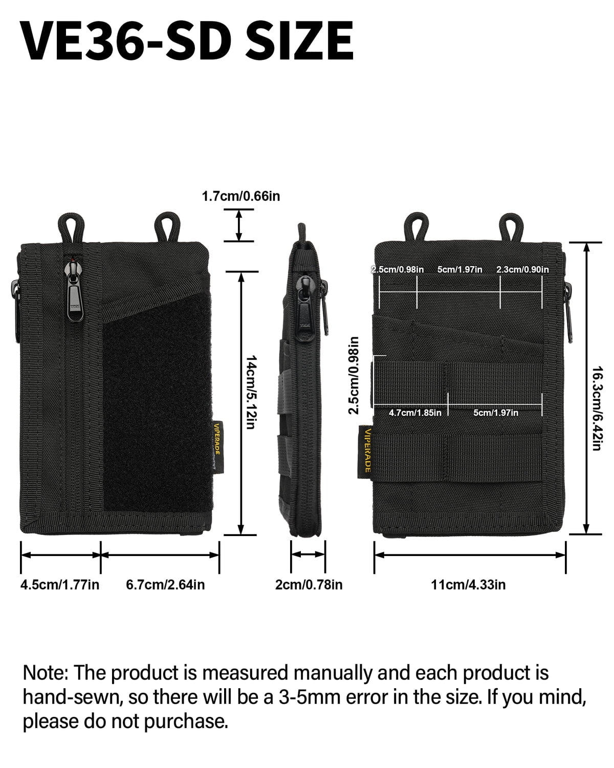 VIPERADE  VE36 Pocket Organizer, EDC Organizer Pouch with 7 Pockets