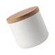 thumbnail image 2 of WORGEOUS Recipiente de cerámica sellado contenedor de almacenamiento de alimentos en frasco con tapa de madera para té suelto, grano de café, especia de azúcar (tamaño pequeño, blanco), 2 of 7