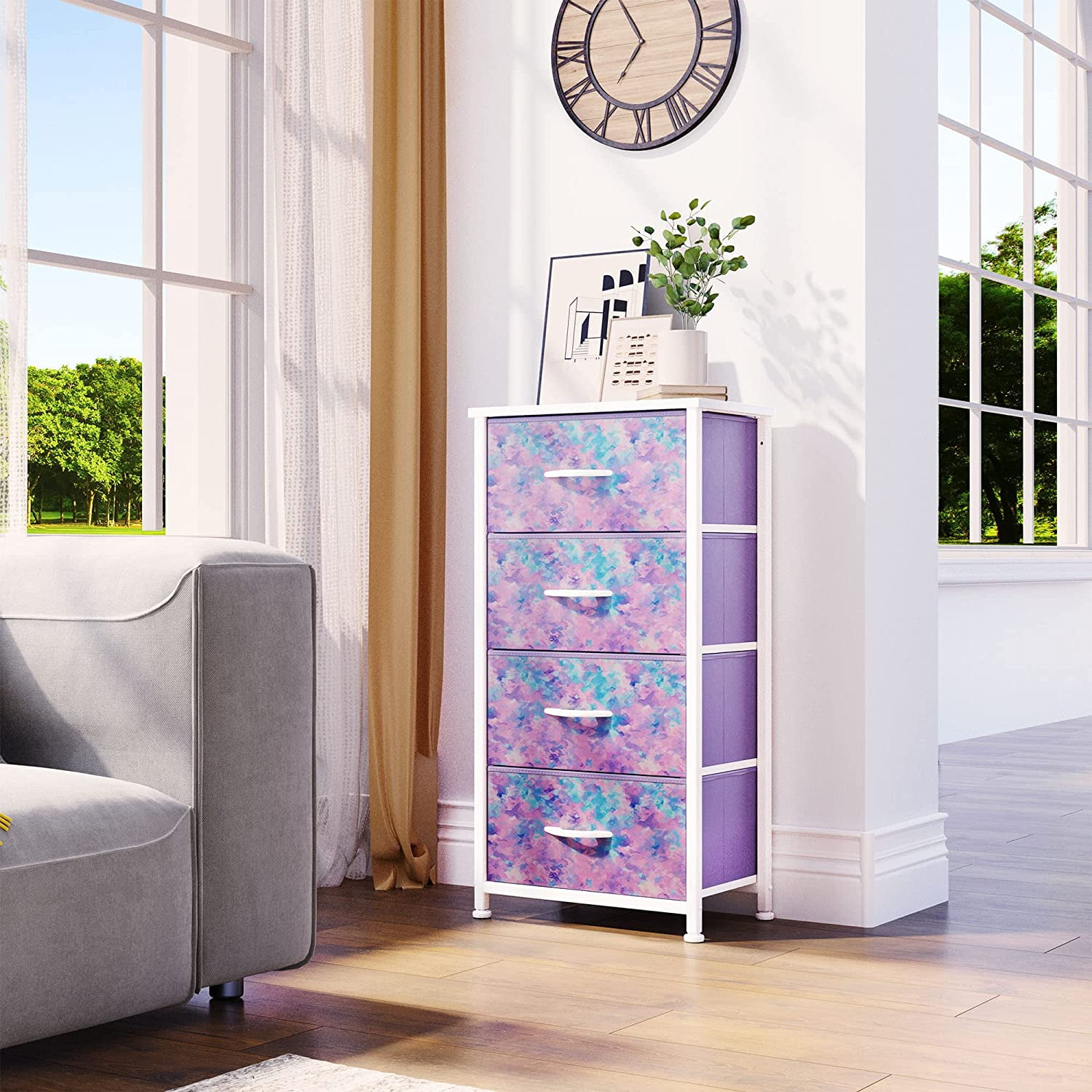 4 drawer fabric dresser storage tower deals