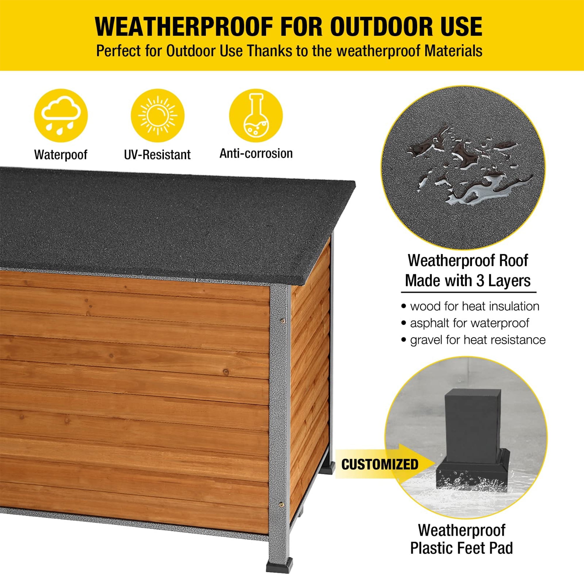 Aivituvin Wooden Dog House Anti-chewing Kennels for Outdoor & Indoor, Browm, Medium