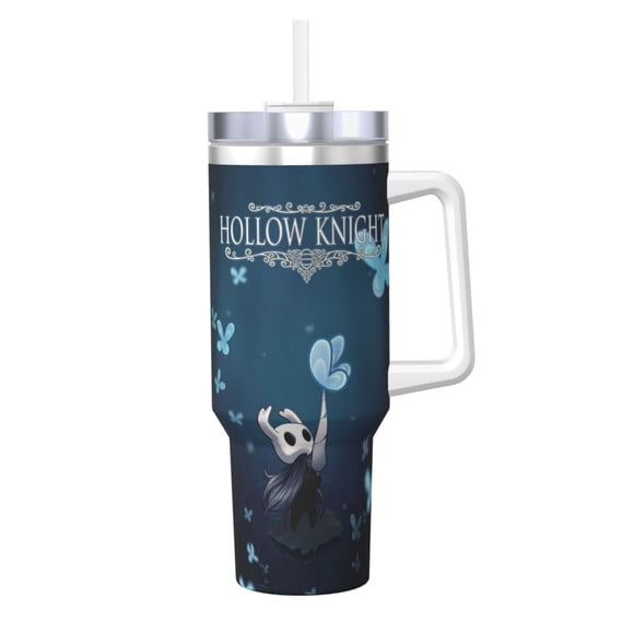 Silksong 40 OZ Ice Bully Cup with Handle Straw, Double Wall Stainless Steel Tumbler Travel Coffee Cup with Lid, Insulation and Cooling Cup for Birthday Present