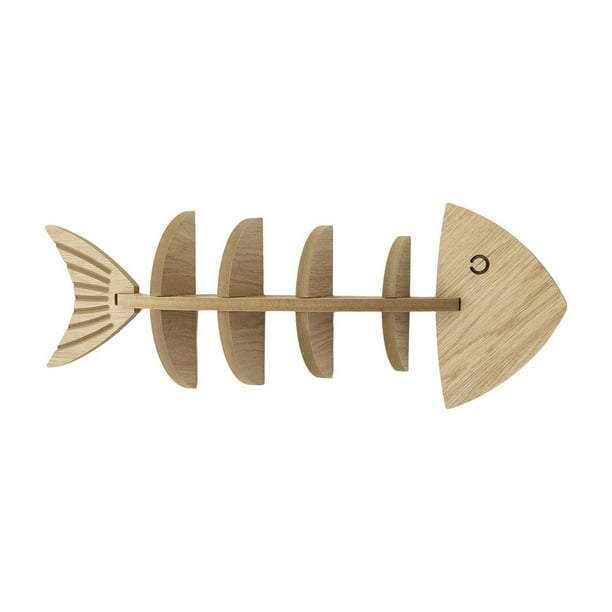 Organizador de estante de pared de madera con forma de , único, práctico y creativo, decoración de pared con diseño de espina de pescado para
