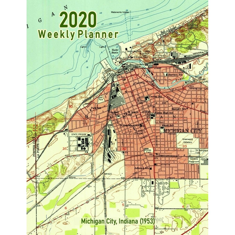 2020 Weekly Planner Michigan City, Indiana (1953) Vintage Topo Map
