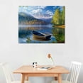 thumbnail image 2 of PIKWEEK  Lake Canvas Wall Art Blue Mountain Sky Nature Landscape Boat Picture Artwork Modern Scenic Painting Framed Large Size for Living Room Bedroom Bathroom Dinning Room Home, 2 of 6