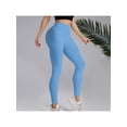 thumbnail image 4 of Women Yoga Sports Ribbed Seamless Leggings High Waisted Workout Gym Yoga Pants Quick-Drying Blue XL, 4 of 7
