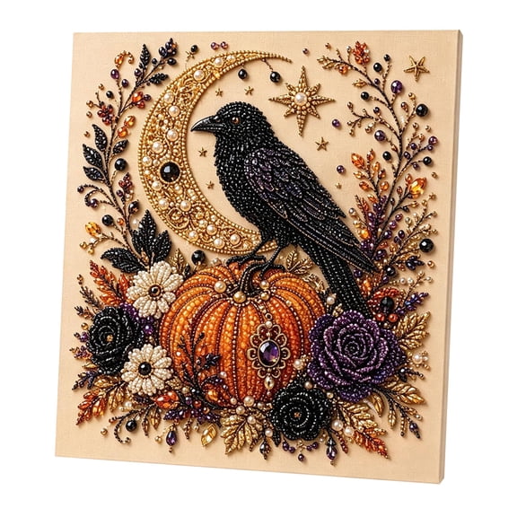 Halloween Crow Diamond Art Painting Kit Spooky Cute 3d Diamond Painting Crafts Cute Halloween Pearl Art Kit Halloween Party Gift Idea for Adults and Beginners