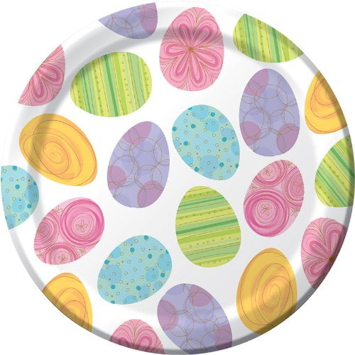 Creative Converting Easter Round Dinner Plates with Happy Egg Hunt