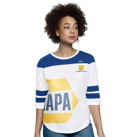 Women's-Starter  White Chase Elliott Grand Slam 3/4-Sleeve T-Shirt