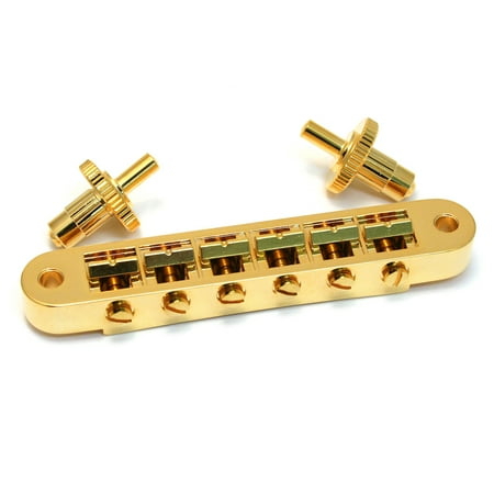 Grover Tuning Keys - Grover Tune-O-Matic Style Bridge, Includes 2 Inserts/2 Thumbwheels, Gold, 520G