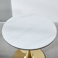 thumbnail image 3 of 31.5"GOLDEN AND WHITE Tulip Table Mid-century Dining Table for 2-4 people With Round Mdf Table Top, Pedestal Dining Table, End Table Leisure Coffee Table,ceramic top, 3 of 7