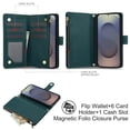 thumbnail image 2 of Allytechgroup for Samsung Galaxy S22 Ultra Case, Multifunctional Phone Case for Samsung Galaxy S22 Ultra with Wallet, Card Holder, RFID Blocking, Crossbody Strap & Stand Feature, Green, 2 of 11