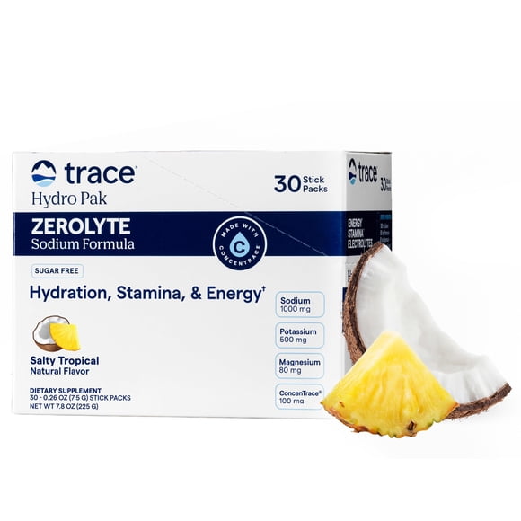 Mezcla De Bebida Electrolitica Trace Minerals ZeroLyte Sabor Tropical Salado 30 Porciones