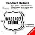 thumbnail image 2 of Massage Studio (2 Pack) 18 inch X 18 inch Shield Shaped Commercial Grade Plastic Signs Weather Resistant Made in the USA, 2 of 6