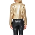thumbnail image 3 of CHAQUETA DE MUJER INSPIRE CHIC DE CUERO SINTÉTICO, CORTA, SIN COLLAR, ABIERTO EN FRONTAL, CHAQUETAS DE MOTO BIKER L, Dorado, 3 of 6
