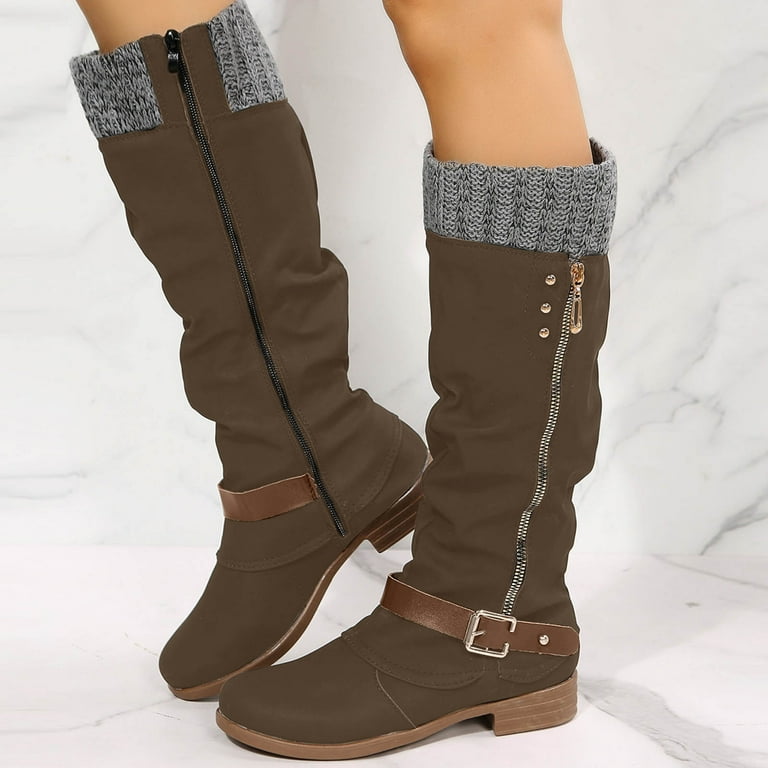 Dakaela Women's Slouchy Knee High Boots Comfort Low Heel Western Cowboy Long Boot Side Zipper Buckle Motorcycle RIding Shoes Brown Size 8.5 - Walmart.com Dakaela Women's Slouchy Knee High Boots Comfort Low Heel Western Cowboy Long Boot Side Zipper Buckle Motorcycle RIding Shoes Brown Size 8.5 - Walmart.com