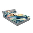 thumbnail image 2 of Ambesonne Nautical Fitted Sheet & Pillow Sham Set, Archer Wild Cat on a Whale, Calking, Teal Purple and Orange, 2 of 2