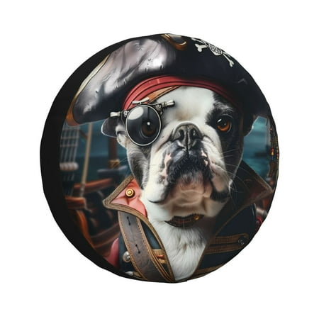Gaeub Pirate Bulldog On Deck 14-17in Tire Cover Spare Tire Cover for Camper Caravan Trailer Car Truck SUV Jeep-16 inch