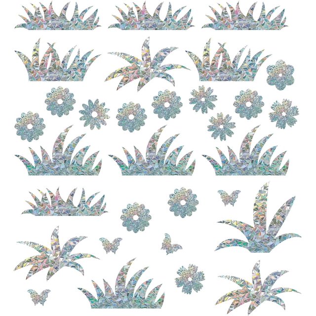28 pegatinas anticolisión con diseño de flores para ventanas, con diseño de hojas y arcoíris, para evitar colisiones de pájaros, calcomanías de plantas, películas de vinilo prismáticas no adhesivas